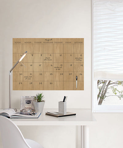 Faux Hardwood Monthly Peel & Stick Dry Erase Calendar Decal 📅 可書寫月曆牆壁貼