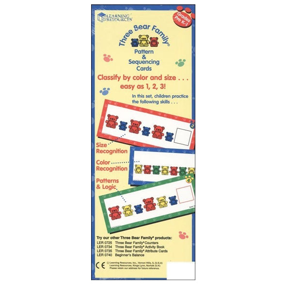 Learning Resources | Three Bear Family Pattern & Sequencing Cards | Hong Kong