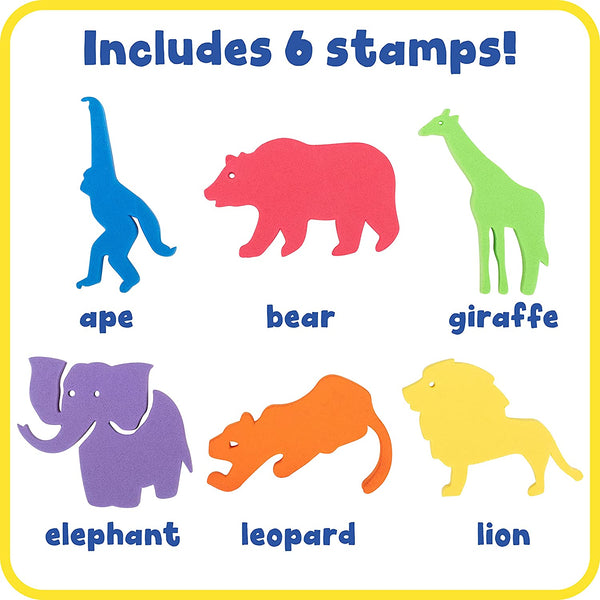Easy to Hold Foam Giant Stampers - Set of 6 Wild Animals 幼童用特大透明野生動物印仔