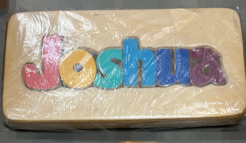【SAMPLE SALE 樣版優惠】Personalized Puzzle Stool, Jewel Color, Name: Joshu 自定名字字母拼圖實木櫈仔 - 粉彩色, 名字: Joshua