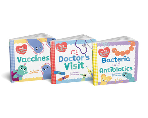 Baby Medical Learning Board Book Set, Bacteria and Antibiotics / My Doctor's Visit / Vaccines  BB醫科大學硬皮書, 一套三本,  細菌與抗體/ 睇醫生/ 疫苗