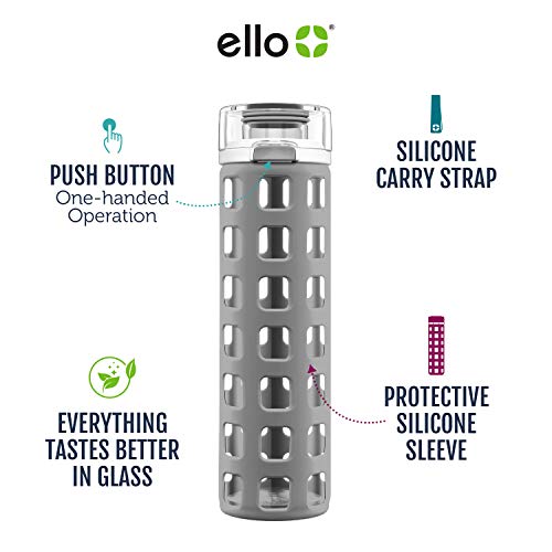 Ello 20oz Glass Water Bottle with Silicone Sleeves & Flip Cap, PINK 防跣手矽膠保護套玻璃水樽, 粉紅🌸