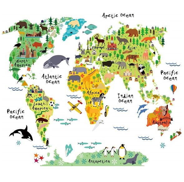 Animal Landmarks World Map