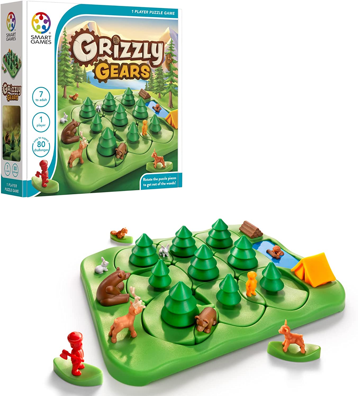 【Pre-Order預訂】Smart Games Grizzly Gears, Logical Board Game, Age 7+ 迷失森林邏輯推理桌遊, 80玩法