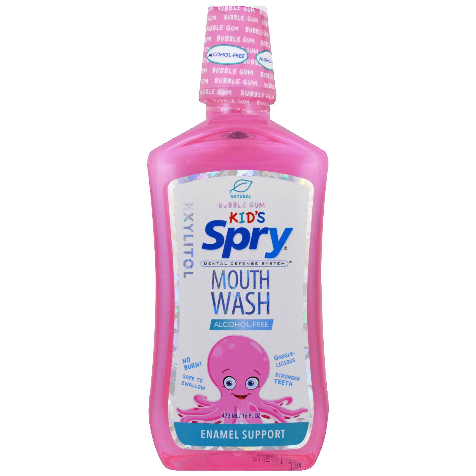 【Pre-order預訂】Spry Mouth Wash Natural Bubble Gum, 16 fl oz (473 ml) 安全無酒精天然兒童漱口水