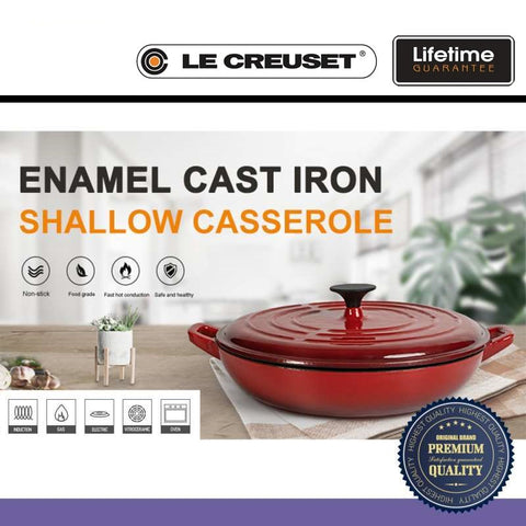 Le Creuset Enameled Cast-Iron 3.5-Quart Buffet Casserole, Cherry Red 酒紅色30CM闊口淺底鑄鐵鍋