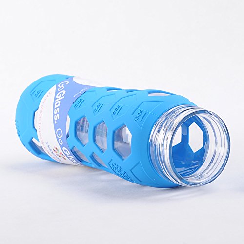 Lifefactory 22oz Glass Water Bottle with Silicone Sleeves & Flip Cap, Ocean Blue 🇷🇺 法國防跣手矽膠保護套玻璃水樽, 海洋藍🌊
