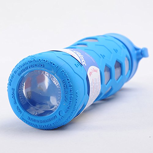 Lifefactory 22oz Glass Water Bottle with Silicone Sleeves & Flip Cap, Ocean Blue 🇷🇺 法國防跣手矽膠保護套玻璃水樽, 海洋藍🌊