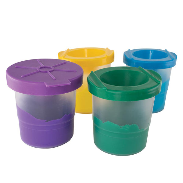 No-Spill Round Paint Cups with colored lids, set of 10 防打瀉十色水彩存放杯, 10個裝