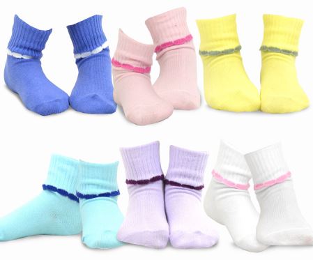 【Last One!】Naartjie Girls Cotton Scallop Cuff Socks 6 Pair Pack