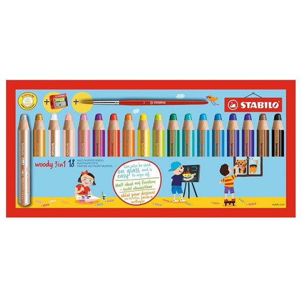 Stabilo Woody Coloring Pencils with Sharpener - Pack of 18| Stabilo 2021系列| Once Upon A Babe 香港
