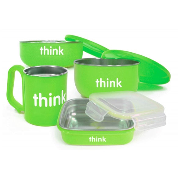 Thinkbaby Complete BPA Free Feeding Set, BLW 不鏽鋼雙層可卸式隔熱食具連蓋套裝
