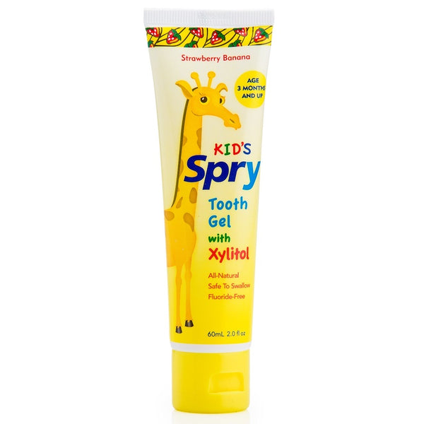 Kid's Spry Tooth Gel, with Xylitol, 2.0 fl oz (60 ml)  嬰幼兒適用安全牙膏, 可吞嚥, 不含氟化物