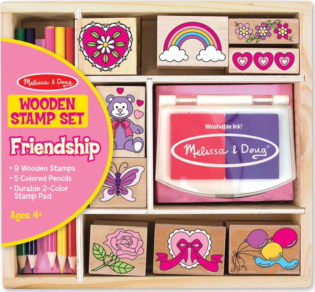 【Display Discount】Melissa & Doug Wooden Friendship Stamp Set & Stencils