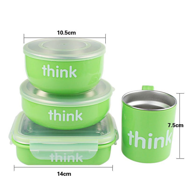 Thinkbaby Complete BPA Free Feeding Set - Pink 不鏽鋼雙層可卸式隔熱食具連蓋套裝, 一套11件, 淡粉紅