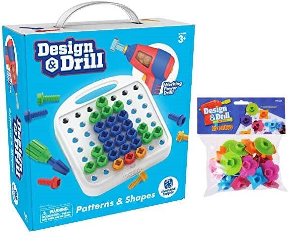 Design & Drill Patterns & Shapes Drill Toy, 58 Pieces with Toy Drill Tool Kit 🏆 得獎創意螺絲批 - 輕便版